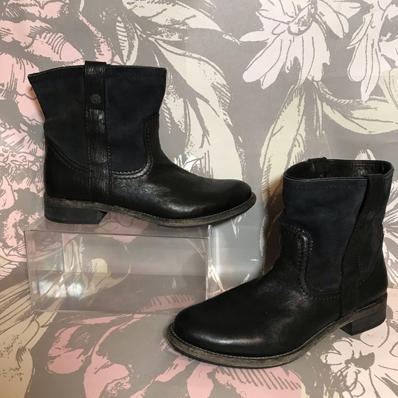 Koah Shoes - Koah Black Leather & Suede Ankle Boots Booties 37